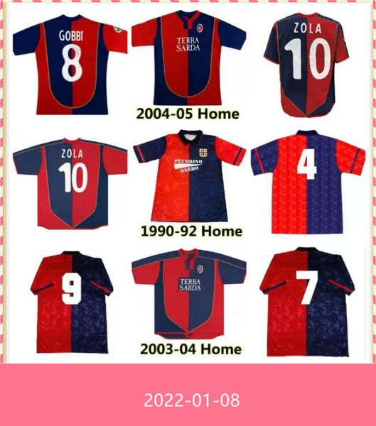 

92 03 04 05 retro cagliari calcio soccer jersey 1990 1992 2003 2004 2005 home joao pedro simeone nainggolan godin red football shirt unif10, Black;yellow