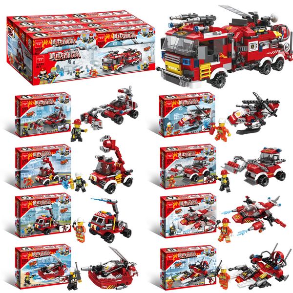 

2020 new product building blocks 8 in 1 city fire brigade diy small particle children's educational toys building blocks gift