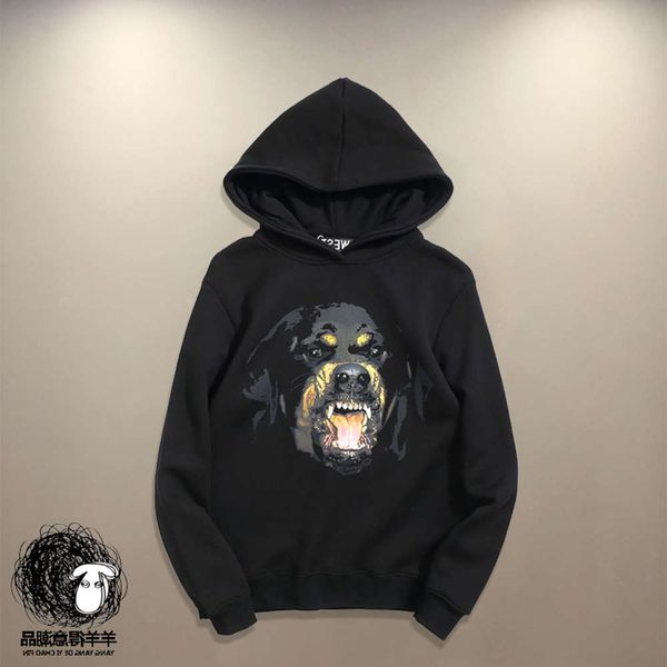 

new autumn and winter men's fashion brand loose hip hop dog's head hooded thickened plush women's sweater coat, Black