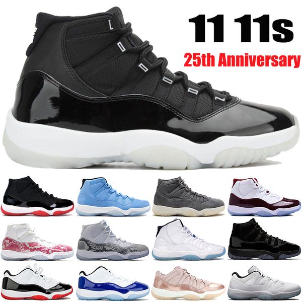 

new 11 25th anniversary 11s jmpman basketball shoes low white bred concord pinnacle grey pantone cap and gown men women trainers sneakers