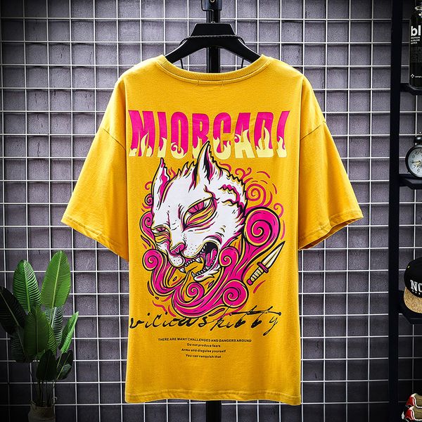 

man's t-shirt men 2020 summer yellow graphic oversized hip hop japanese streetwear harajuku tshirt male t shirt men, White;black