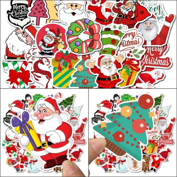 

waterproof wall stickers 50pcs room decor lapskateboard sticker christmas tree santa claus graffiti sticker waterproof party gifts 4 5sl