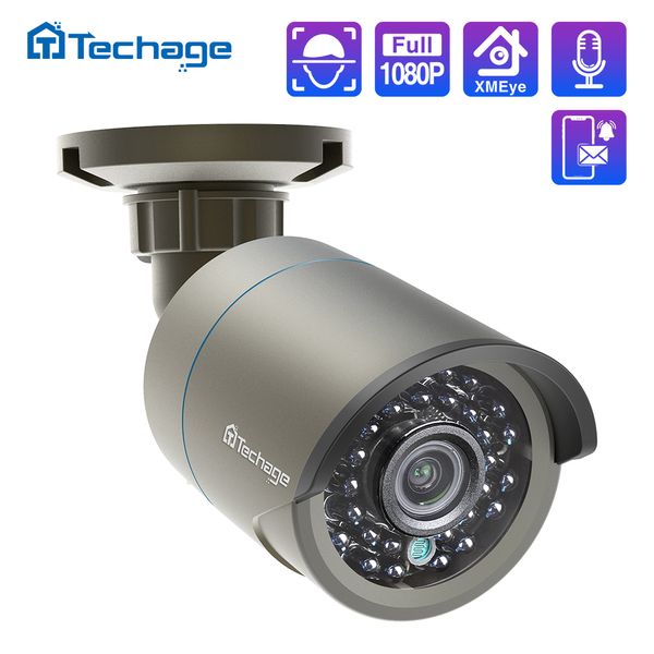 

techage h.265 1080p audio sound poe ip camera 2mp waterproof outdoor video cctv security onvif for poe nvr system