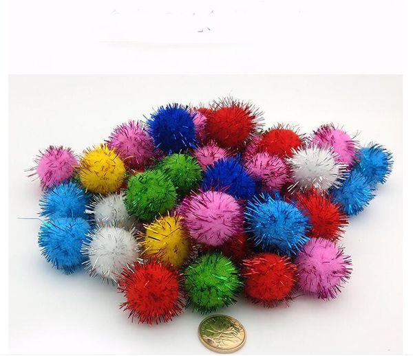 Glitzernde Lametta-Pompons, glitzernde Kugeln für DIY, Basteln, Party-Dekoration, Katzenspielzeug, mehrfarbige Glitzer-Pompons, mehrere Größen erhältlich (ab 10 mm).