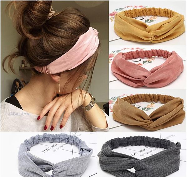 

женщины повязка на голову крест верхний узел упругие полосы волос мягкие сплошные цветные девушки для волос для волос аксессуары для волос в, White