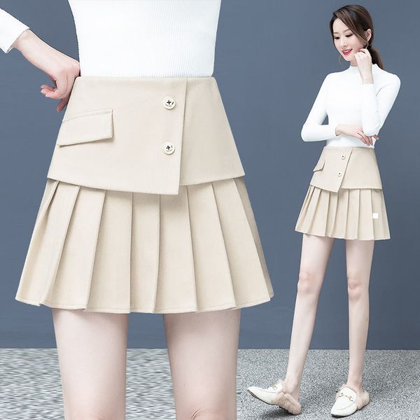 

new 2021 wool skirts of women winter short high vintage skirt plissada y396 zpvn u5rm, Black