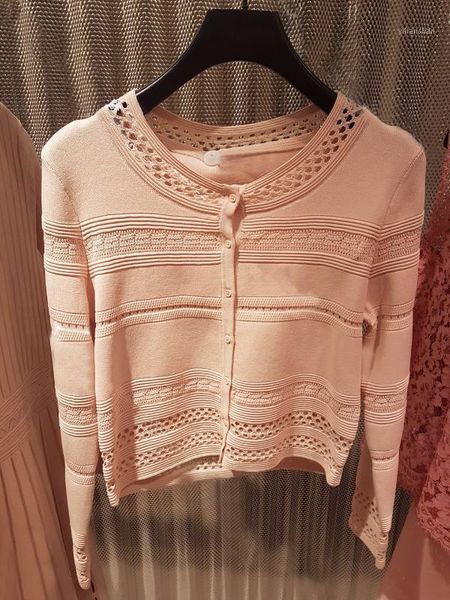

18 xia naked pink sweet hollow out design knitting cardigan coat 76991, White