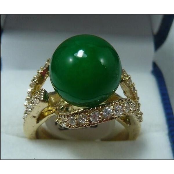 

ring women' pretty jade 18kgp s 12mm green size 6-10, Silver