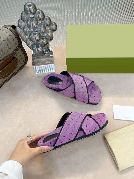 

double g multicolor canvas slippers designer luxury men women sandals strappy buckle slipper webbing soft sandal italy classics shoe qulalit, Black