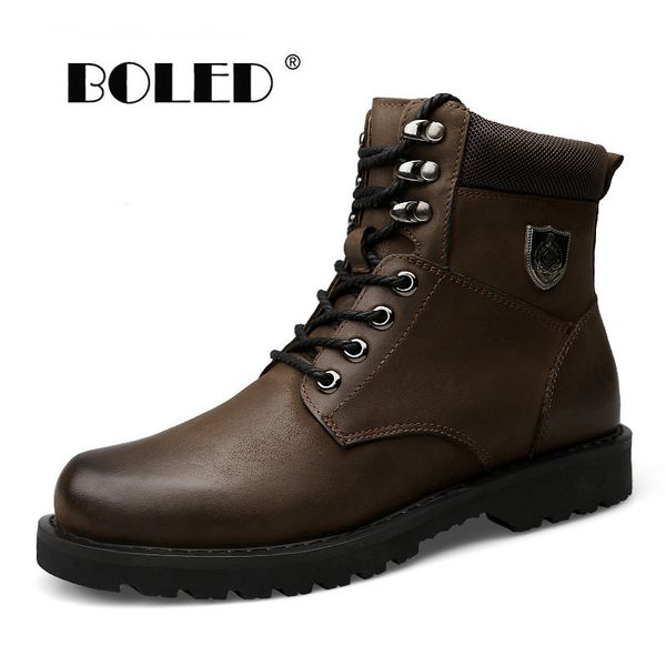 

autumn and winter add fur men boots comfortable men winter shoes natural leather waterproof snow boots dropshipping y200915, Black;brown