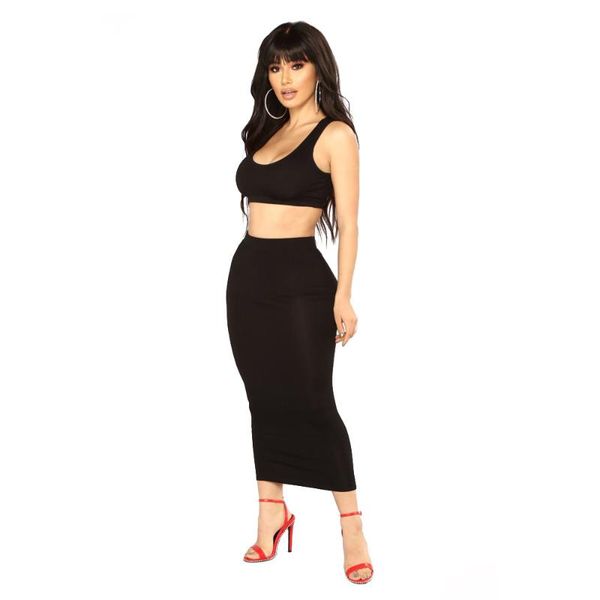 

women crop long package hip skirt 2 piece set for female women two pieces sets skirts summer two piece set s  l xl, Gray
