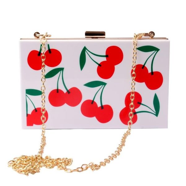 

2020 cherry watermelon fruit acrylic clutch metal purse frame pvc plastic flap evening day clutches shouler messenger lady bag