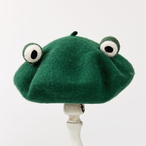 

original autumn and winter new pattern manual wool blanketry lovely funny frog beret break up gift send one green hat 201026, Blue;gray