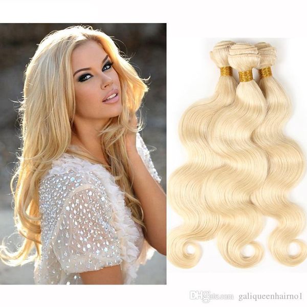 

brazilian body wave straight hair weaves double wefts 100g pc 613 russian blonde color can be dyed human remy hair extensions, Black