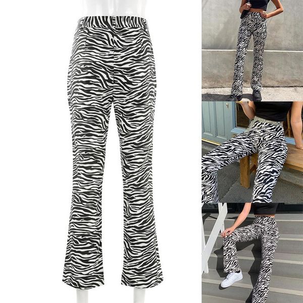 

casual zebra animal print pants harajuku high waist office korean streetwear pants joggers women summer elegant trousers la q0s6 201109, Black;white