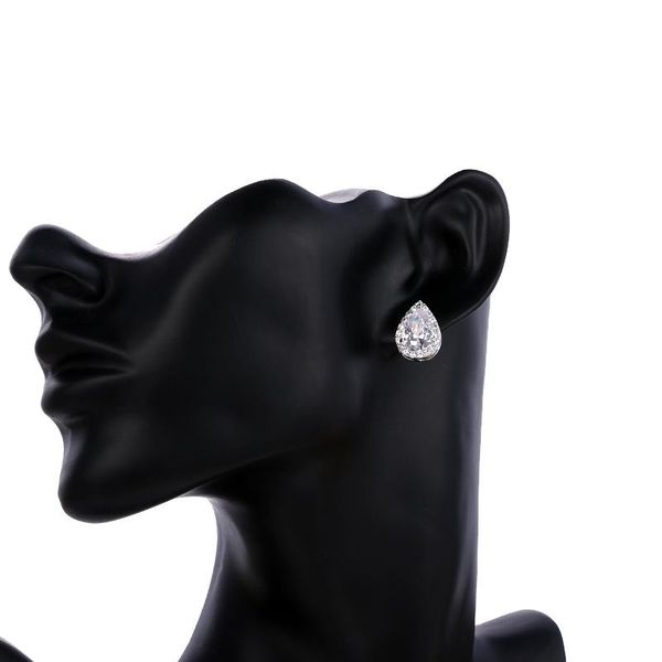 

christmas present emmaya champagne and white water drop cubic zircon stud earrings fashion crystal bridal wedding jewelry for women, Golden;silver