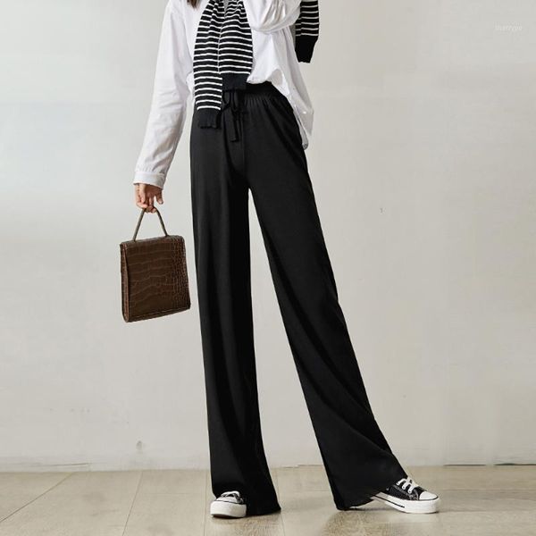 

plus trousers trousers sport m-2xl ice silk wide leg straight wide leg1, Black