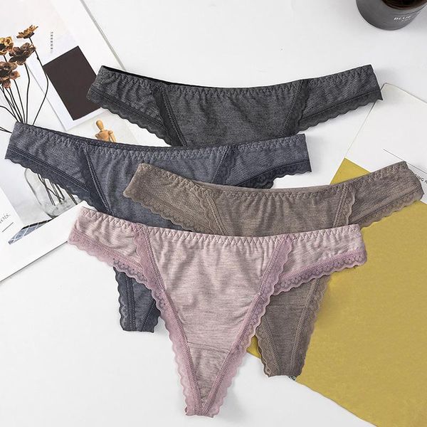 

women's panties low waist thong women solid color seamless breathable comfortable underwear soft g-string elastic elegant tanga, Black;pink