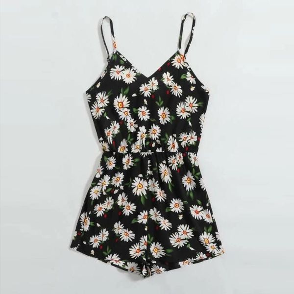 

women's jumpsuits & rompers womail bohemian spaghetti straps playsuits womens 2021 summer holiday mini playsuit ladies printed print sh, Black;white
