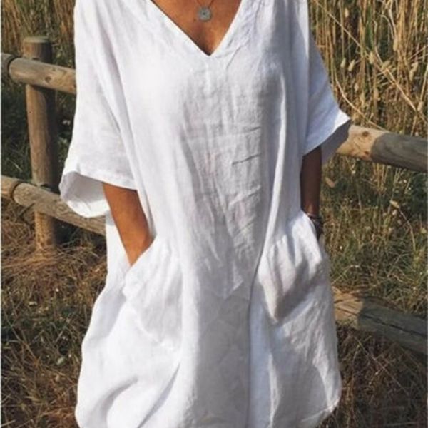 

plus size boho women summer v-neck loose beach holiday sun casual soft shirt es 3xl 2019 new, Black;gray