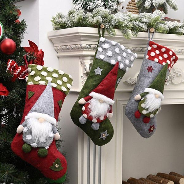 

lovely christmas stockings socks new year santa claus candy gift bag christmas tree decorations home hanging pendant ornament1