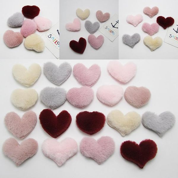 

hair accessories 100pcs/lot plush hearts patches appliques for garment girl decoration1, Slivery;white