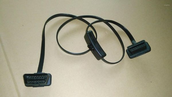 

diagnostic tools 60cm 1m 10pcs 16pin flat thin as noodle obd2 obdii auto car extension cable with switch elm327 type adapter connector1