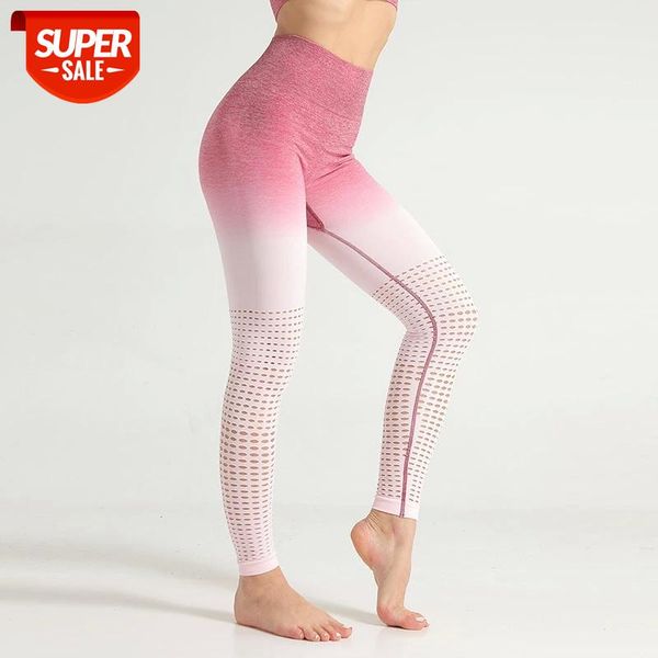 

normov casual women leggings fitness color gradient high elasticwaist ankle length nylon leggings workout hollow out leggins #qi2w, Black;white