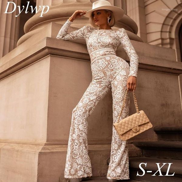 

sheer lace bodycon jumpsuit women 2019 spring summer solid temperament slim jumpsuit elegant ladies long sleeve jumpsuits1, Black;white