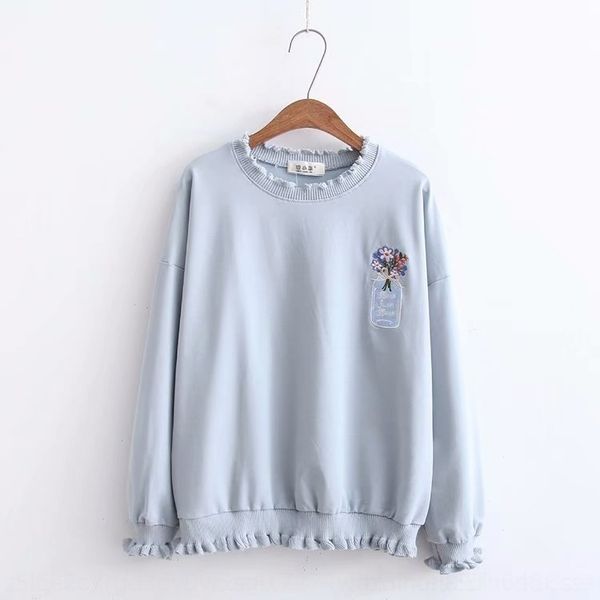 

7b3sa autumn new mori vase pullover women's loose for embroidered round neck pullover sweater vase women 37980 j88hm, Black