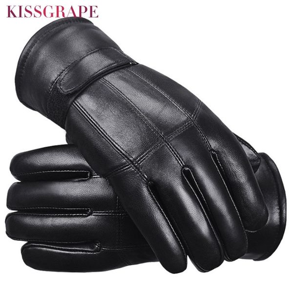 

new men' genuine leather winter fur gloves super warm men motorcycle gloves waterproof windproof male thick sheep fur glove t200915, Blue;gray