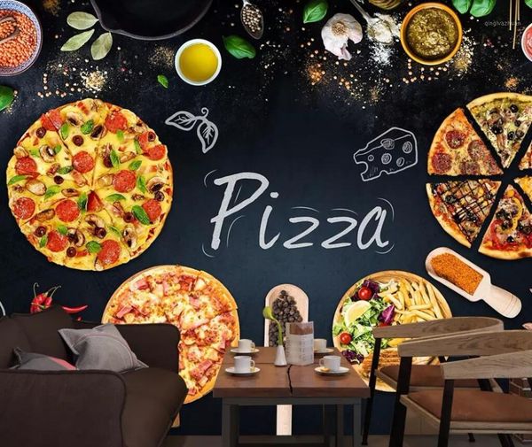 

custom mural 3d personality pizzeria blackboard newspaper background wall1