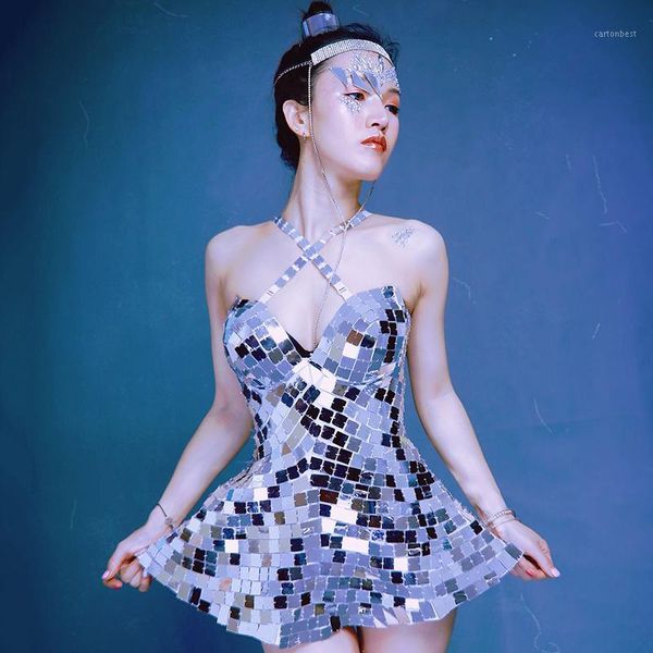 

stage wear sexyÂ stageÂ costumeÂ women mirror dress hand-stitched costumes festival outfit singer dj nightclub bar party dn45611, Black;red