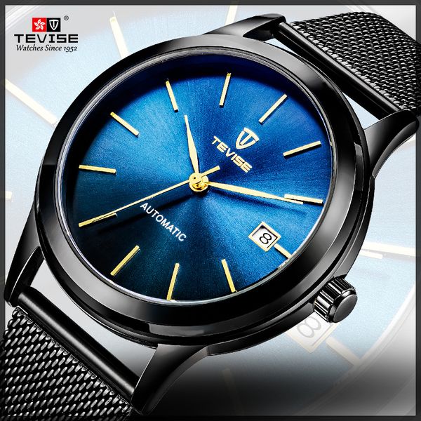 

european and american fashion high-end swiss tevise tevise classic mesh mechanical watch waterproof leisure mens and ladies watches couple m, Slivery;brown