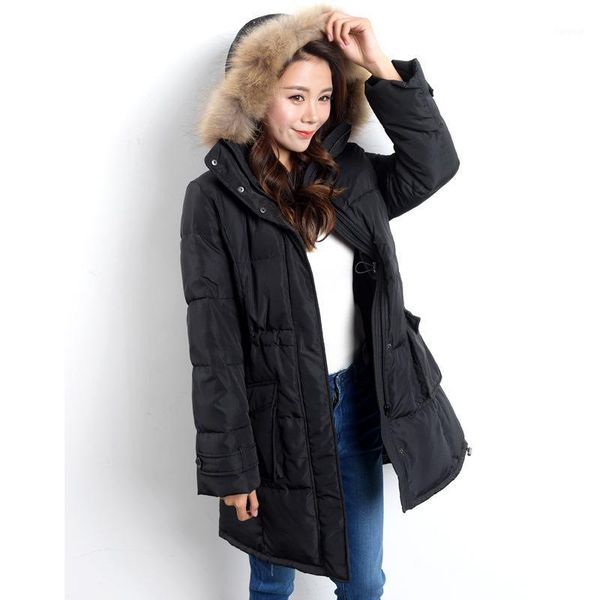 

the new han edition in the lady's long hooded jacket women more women cultivate morality collars down jacket1, Black