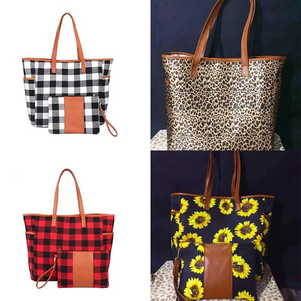 

leopard print single shoulder bag sun flower travel black white lattice printing splicing handbag travel 2020 fashion 48cw uu