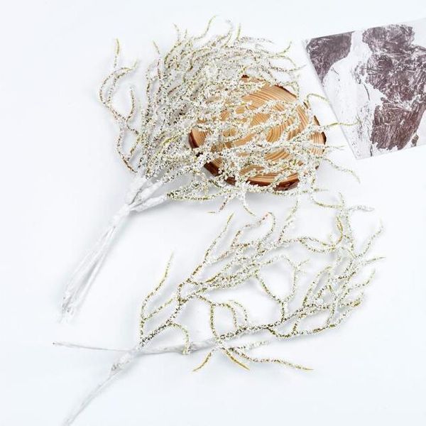 

6pcs/lot flower grass white craft pine winter home christmas decoration diy wrist wreath gift artificial plant