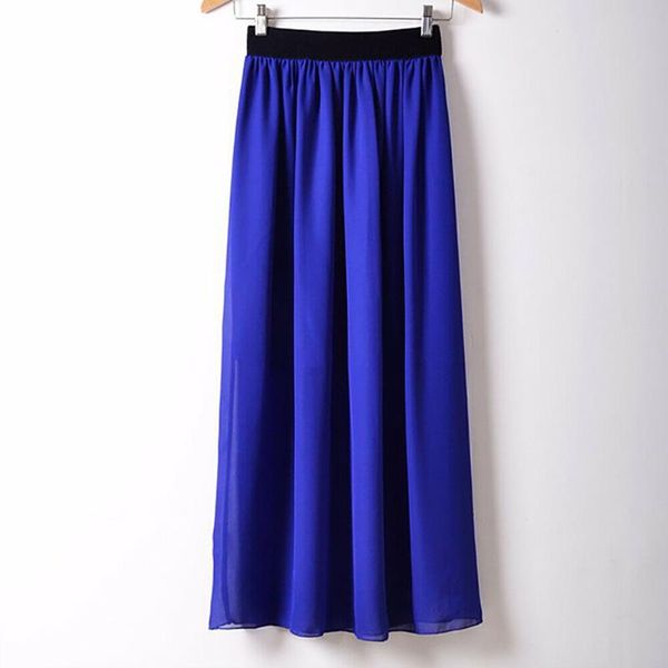 

beach skirt long maxi dress  casual womens double layer chiffon, Black