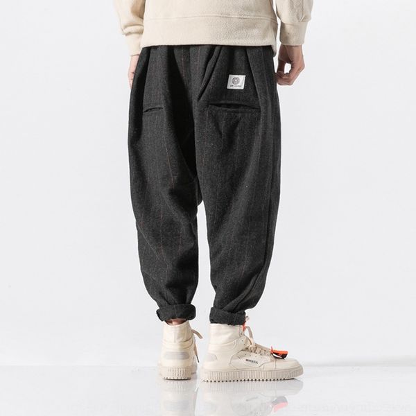 

lpsho loose men's chinese style ziwen new chinos autumn and winter of 2019 hemp pants casual pantscotton linen in men's guochao co, Blue