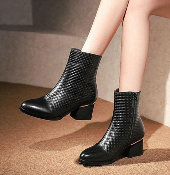 

woman ankle autumn boots heel shoes women winter shoes short martin boots woman footwear high heels for women size 35-40, Black