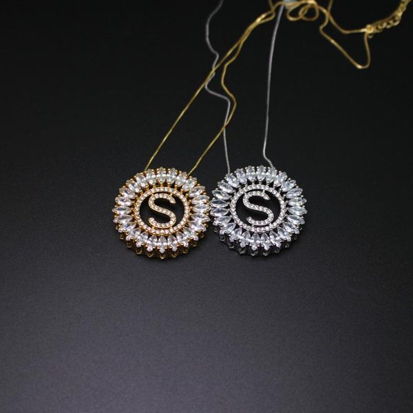 

letter s pendant necklace with cubic zirconia fashion jewelry for women, Silver