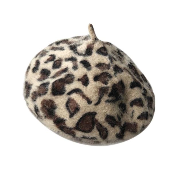 

jhd-elegant leopard warm spring autumn winter beret women french beret hat for women hat, Blue;gray