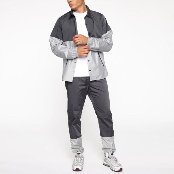 

winter men's clothing men sets autumn pocket patchwork jacket pants sets male sports suit sport sweatpants mens tracksuits #31, Gray