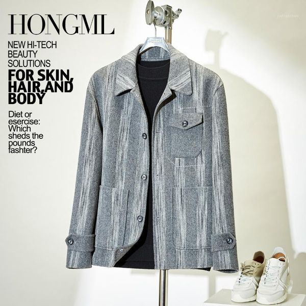 

men's stripe double faced woolen jacket1, Black