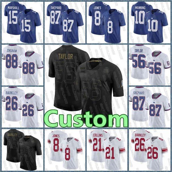 

26 saquon barkley new york giants 8 daniel jones 10 eli manning men 15 brandon marshall collins sterling shepard salute to service, Black;red