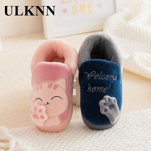 

ulknn children' winter cotton home slippers baby girls boys indoor warm soft non-slip shoes cute cartoon style 1031, Black;grey