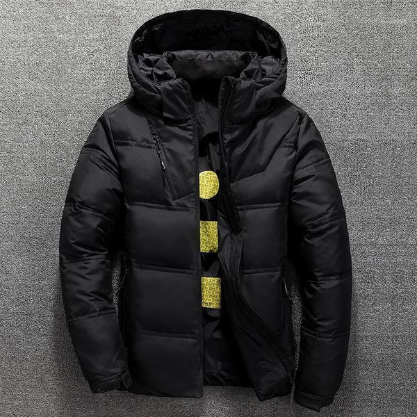 

winter warm men jacket coat casual autumn stand collar thick hat white duck parka male men's winter down jacket with hood1, Black