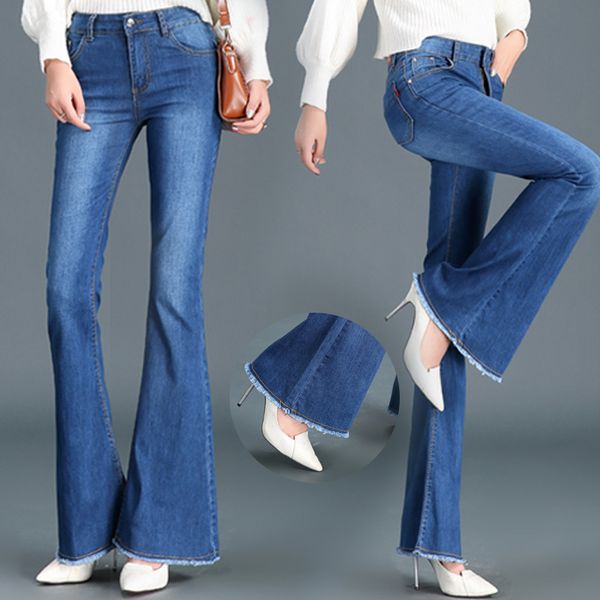 

spring and autumn new high waist jeans, broad legs, trousers, buttocks, jeans, jeans and women's bottoms, Blue