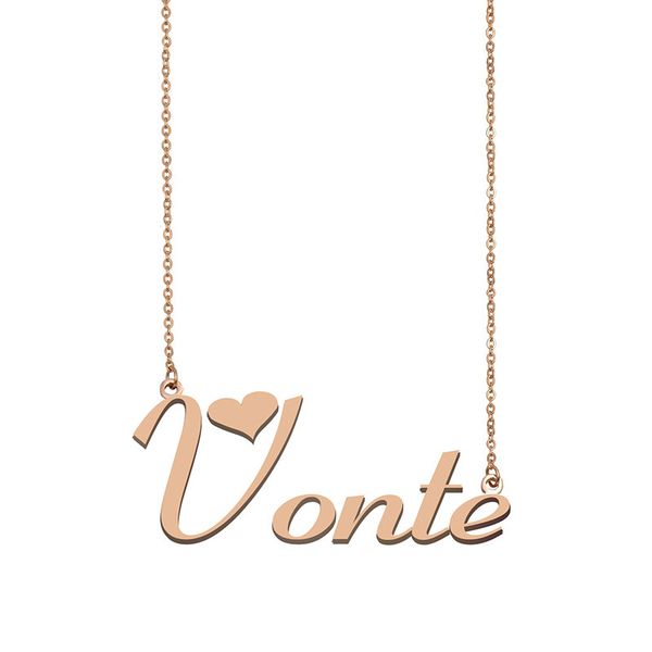 

vonte name necklace custom nameplate pendant for women girls birthday gift kids friends jewelry 18k gold plated stainless steel, Silver