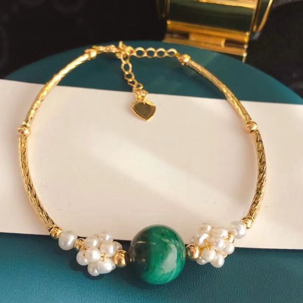 

natural freshwater pearl bracelet braceletpearl braceletgreen mood fresh peacock green bracelet 14k gold tail chain adjustable fashion vtpb0, Golden;silver